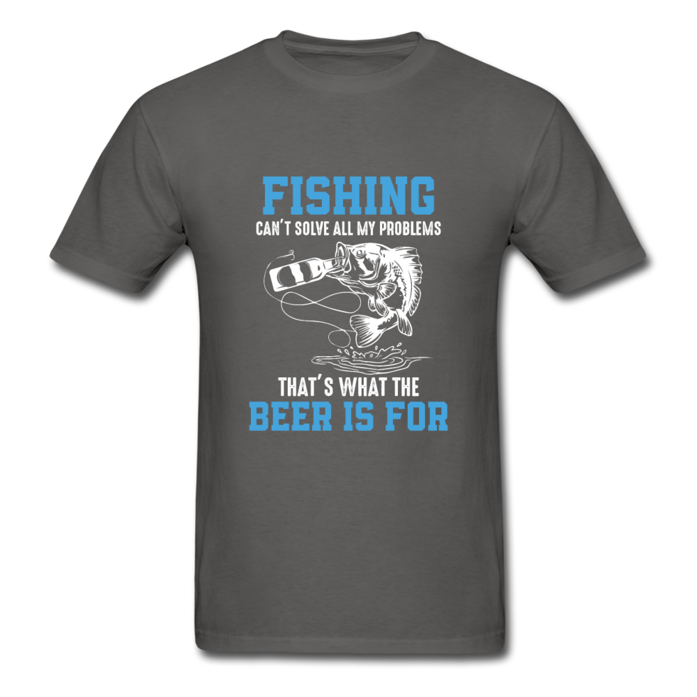 Unisex Classic Fishing and Beer T-Shirt - charcoal