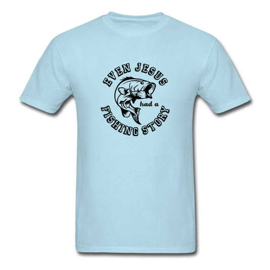 Unisex Classic Jesus Fishing Story T-Shirt - powder blue