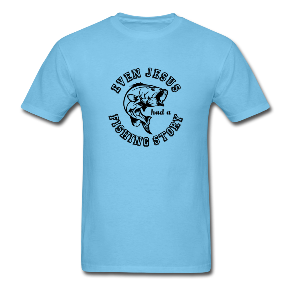 Unisex Classic Jesus Fishing Story T-Shirt - aquatic blue