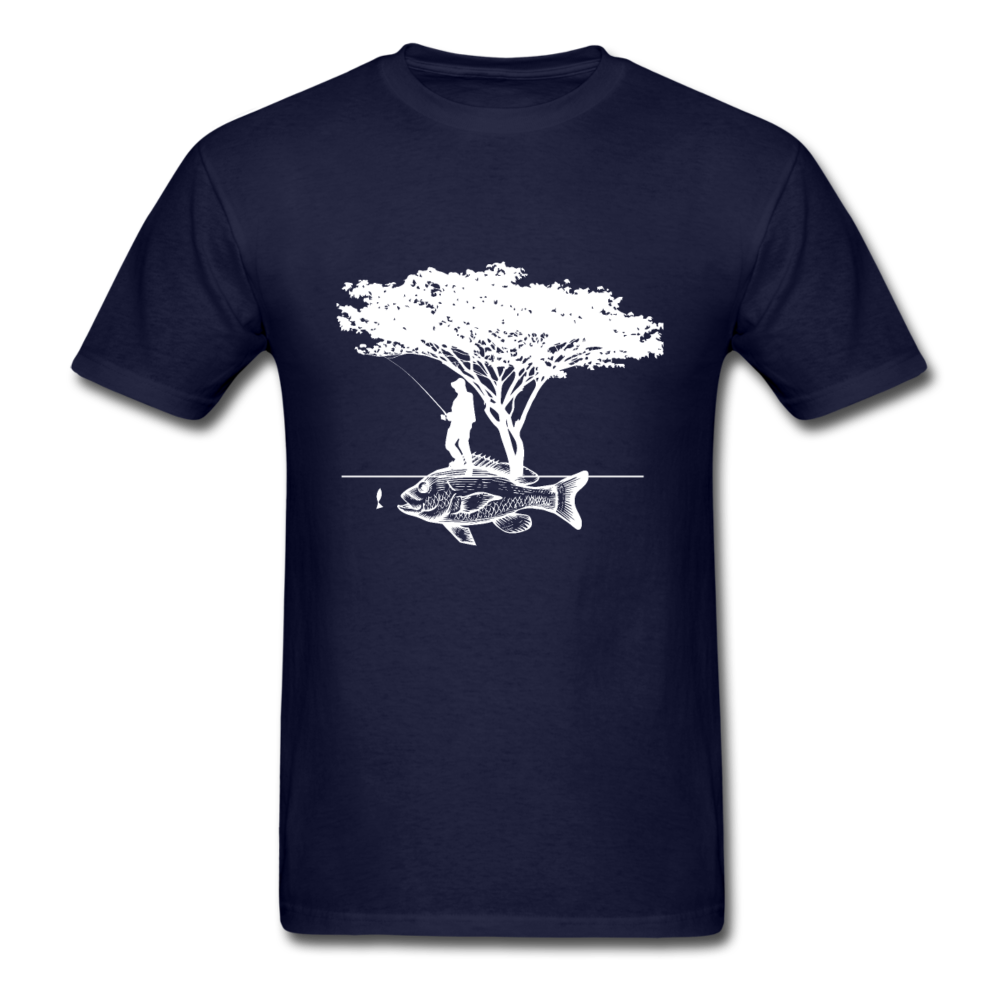 Unisex Classic Standing on Fish T-Shirt - navy