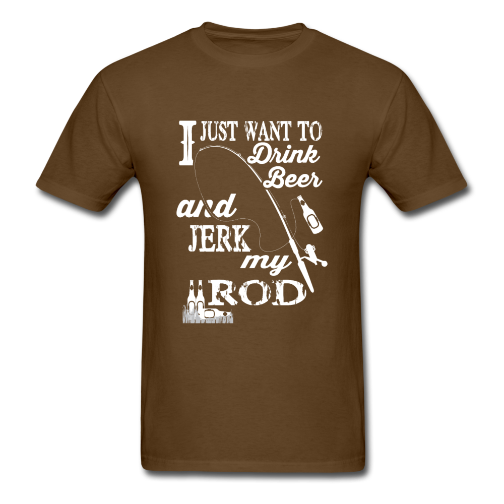 Unisex Classic Jerk My Rod Fishing T-Shirt - brown