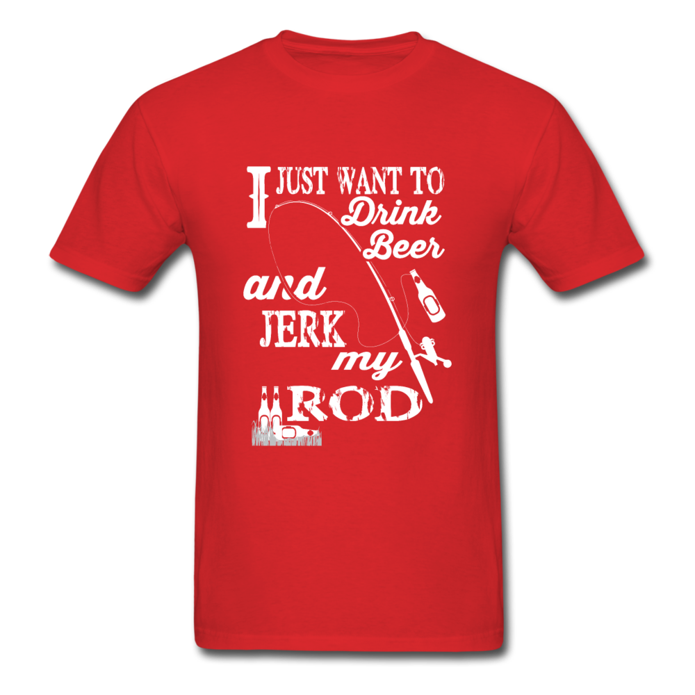 Unisex Classic Jerk My Rod Fishing T-Shirt - red