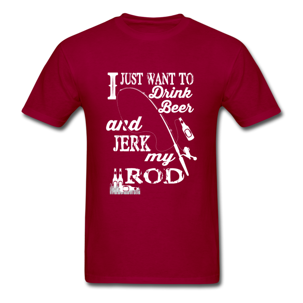 Unisex Classic Jerk My Rod Fishing T-Shirt - dark red