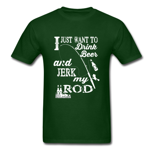 Unisex Classic Jerk My Rod Fishing T-Shirt - forest green
