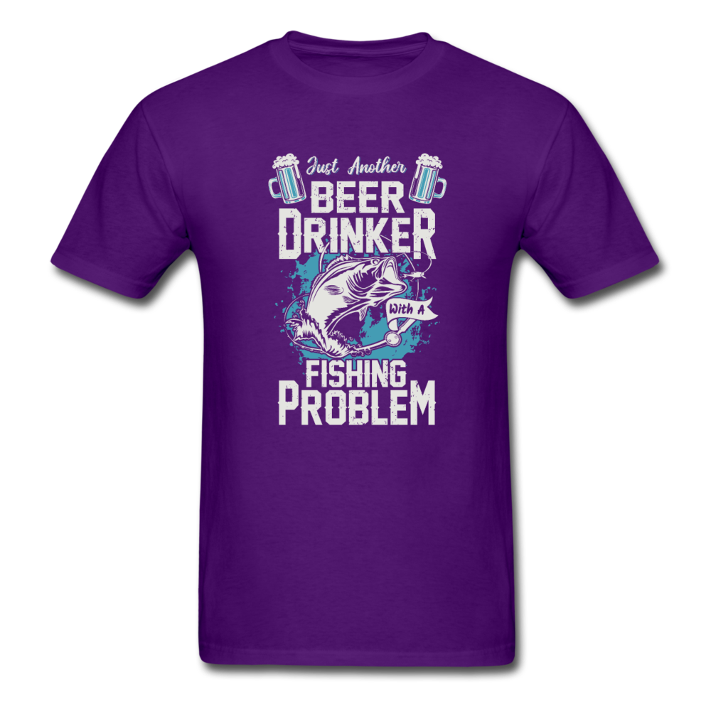 Unisex Classic Beer Drinker Fishing Problem T-Shirt - purple