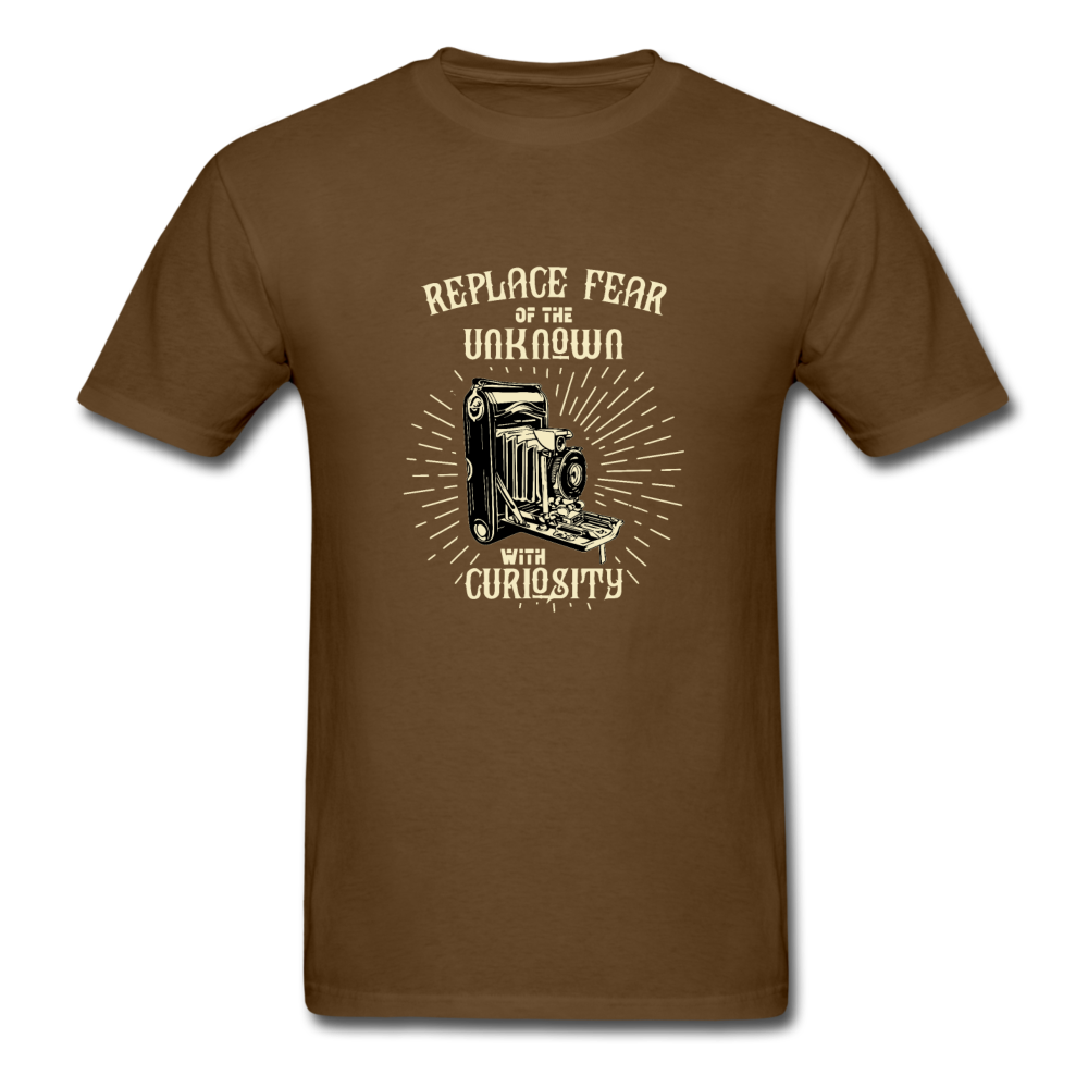 Unisex Classic Replace Fear With Curiosity T-Shirt - brown