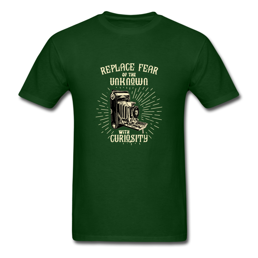 Unisex Classic Replace Fear With Curiosity T-Shirt - forest green