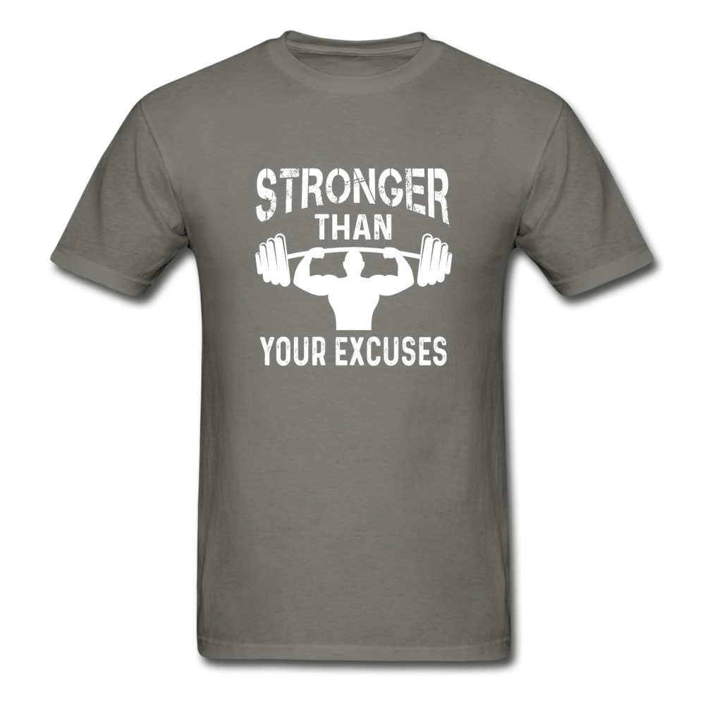 Gildan Ultra Cotton Adult Stronger Than Your Excuses T-Shirt - charcoal