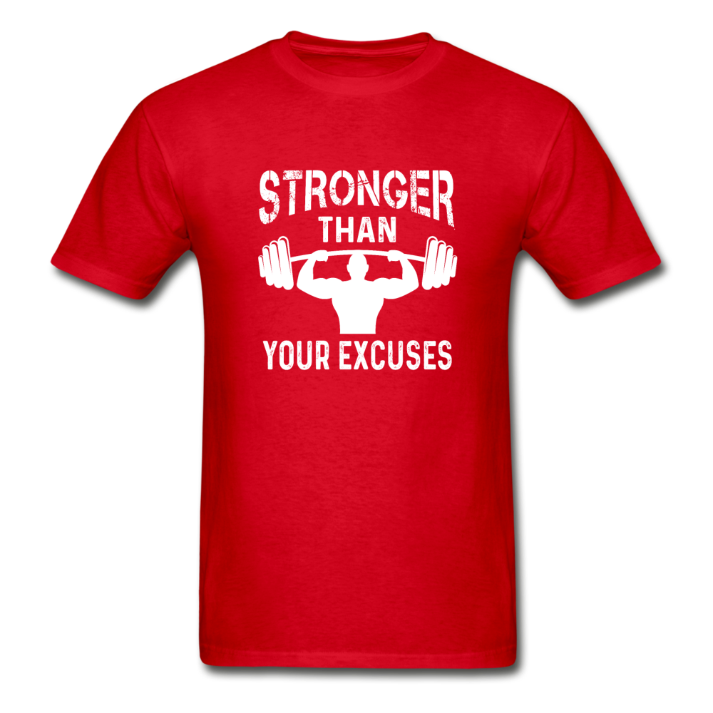 Gildan Ultra Cotton Adult Stronger Than Your Excuses T-Shirt - red