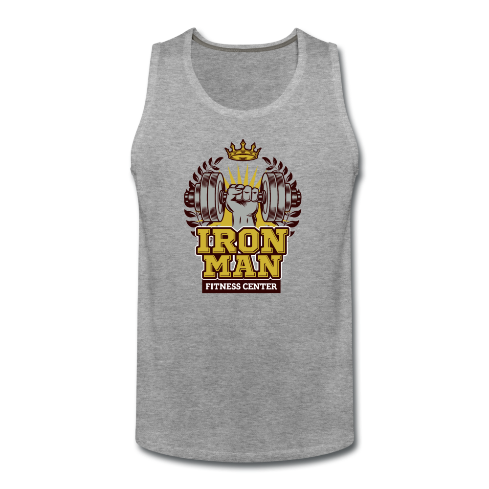 Men’s Premium Iron Man Fitness Center Tank - heather gray