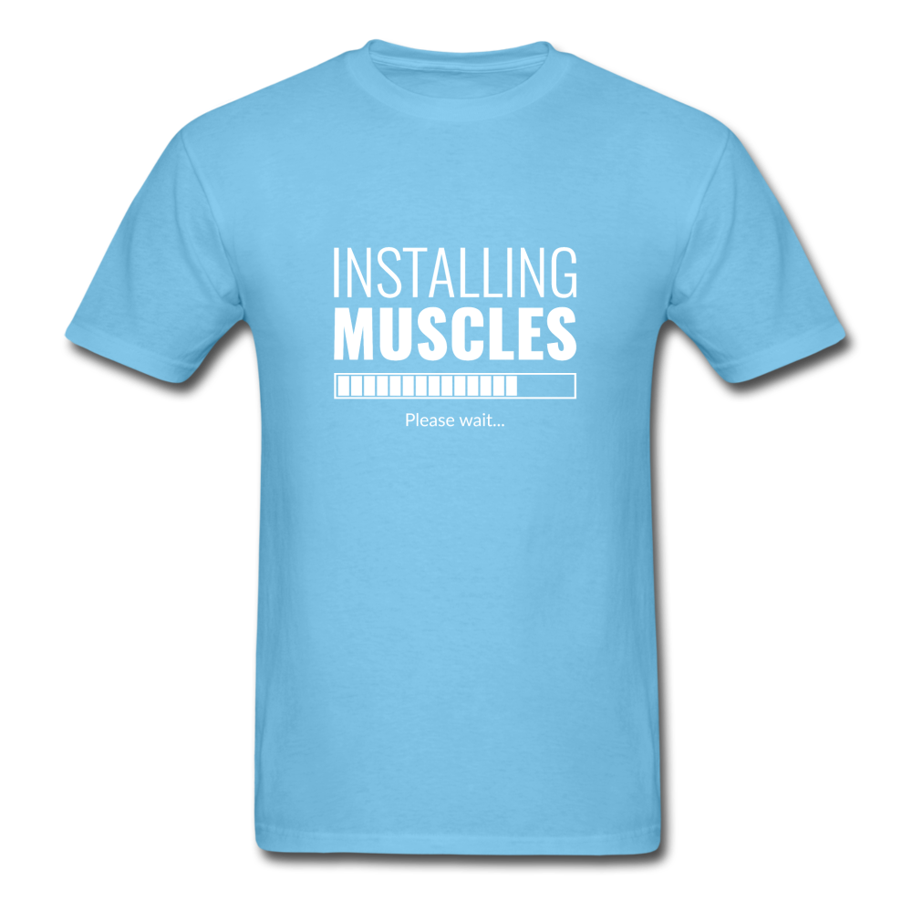 Unisex Classic Installing Muscles T-Shirt - aquatic blue