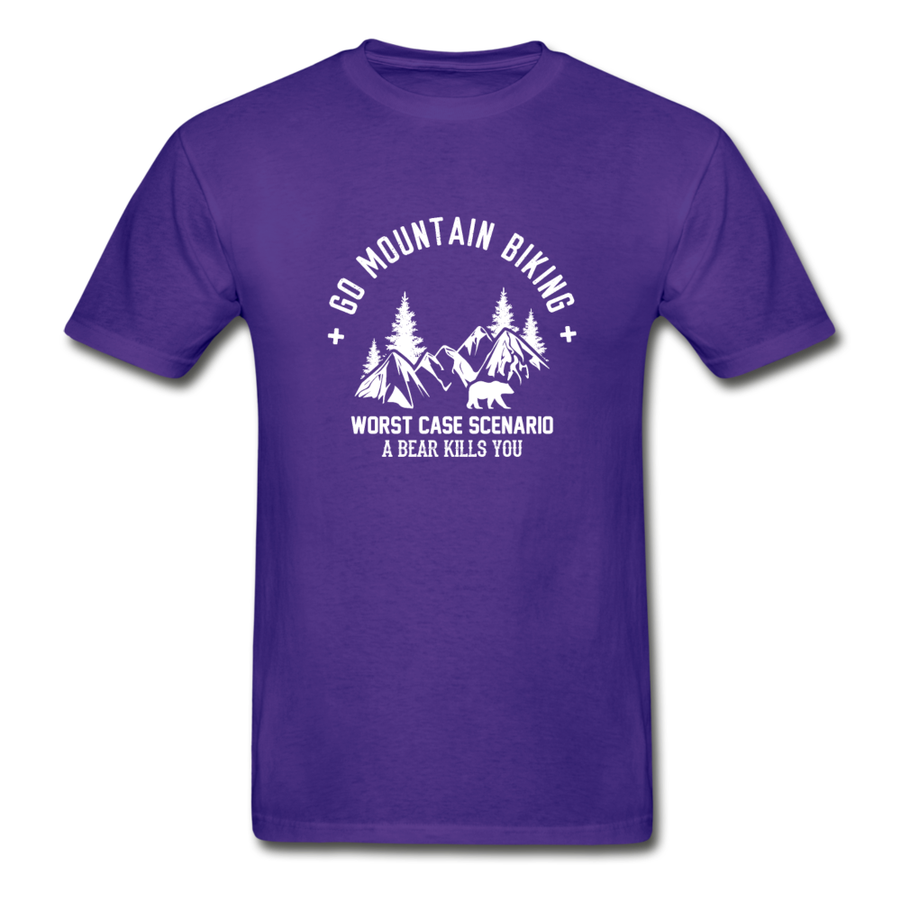 Hanes Adult Tagless Go Mountain Biking T-Shirt - purple