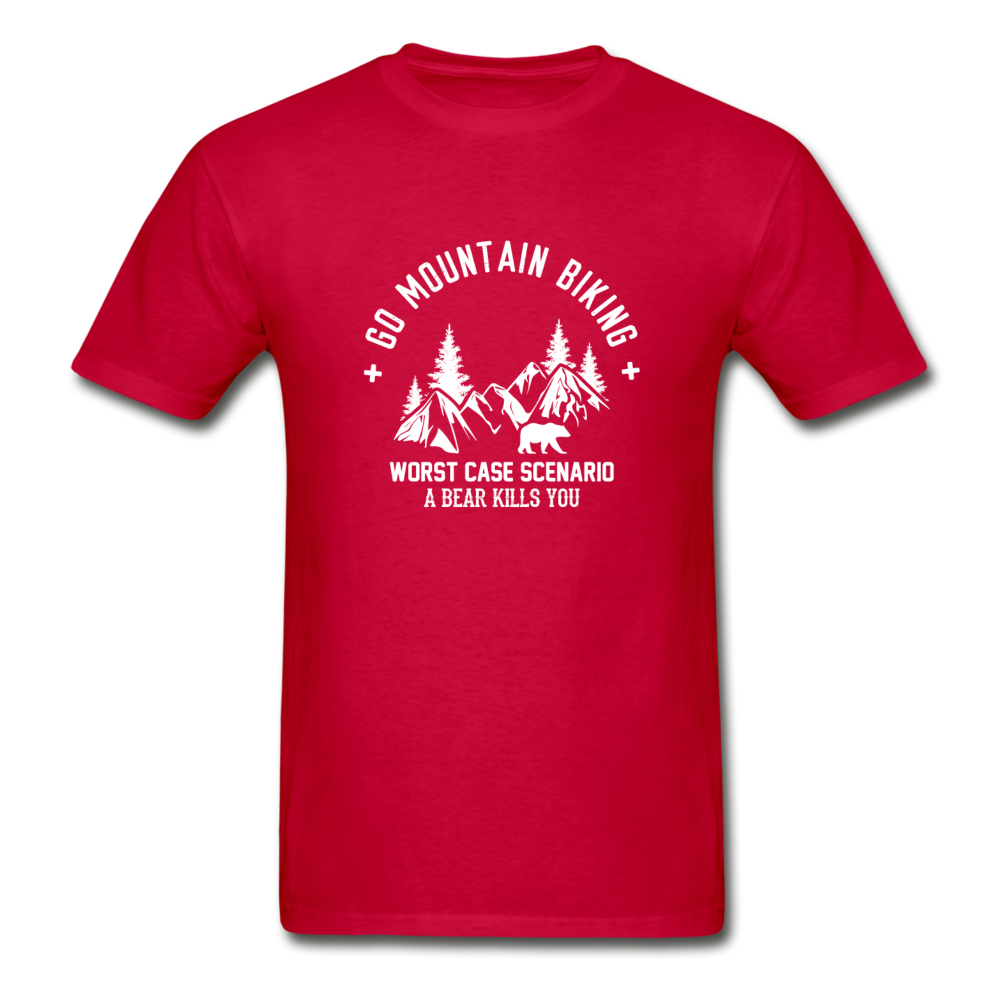 Hanes Adult Tagless Go Mountain Biking T-Shirt - red