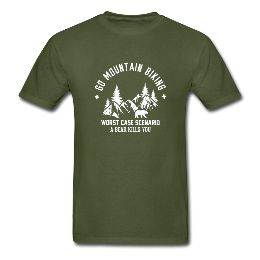 Hanes Adult Tagless Go Mountain Biking T-Shirt - military green
