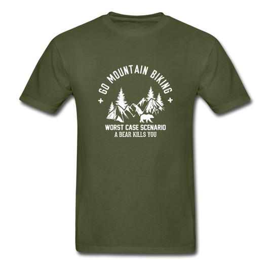Hanes Adult Tagless Go Mountain Biking T-Shirt - military green
