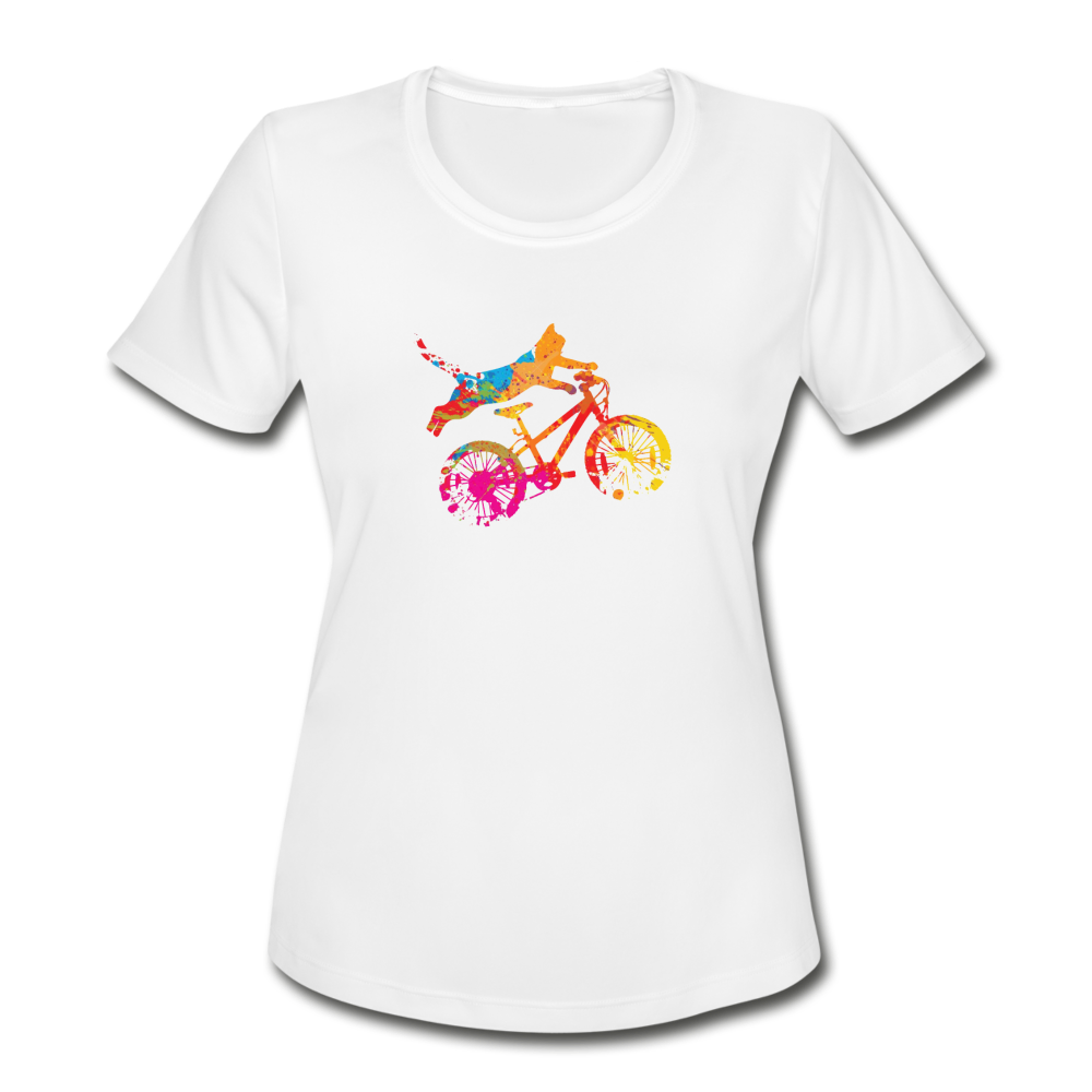 Women's Moisture Wicking Performance Cat Cycling T-Shirt - white