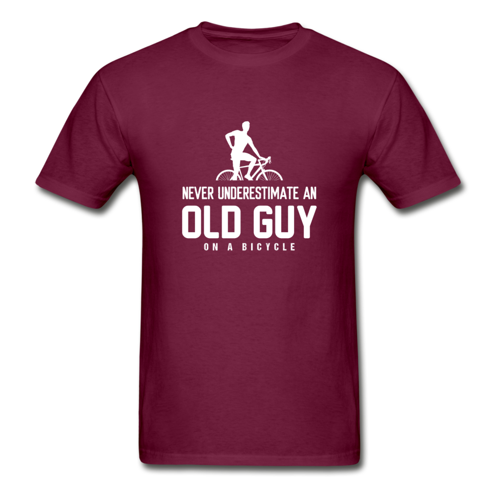 Gildan Ultra Cotton Adult Old Guy on a Bicycle T-Shirt - burgundy