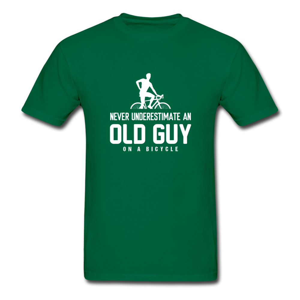 Gildan Ultra Cotton Adult Old Guy on a Bicycle T-Shirt - bottlegreen