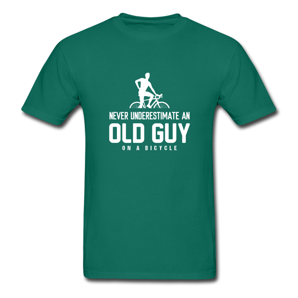 Gildan Ultra Cotton Adult Old Guy on a Bicycle T-Shirt - petrol