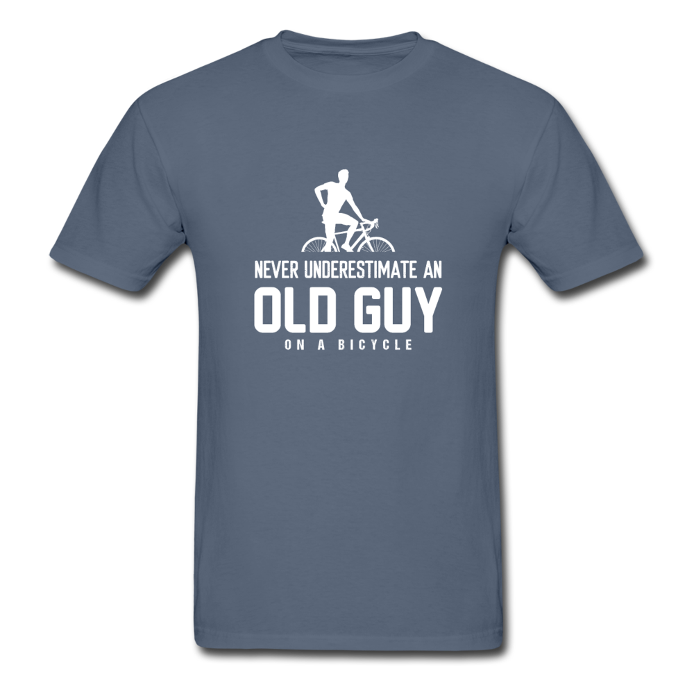 Gildan Ultra Cotton Adult Old Guy on a Bicycle T-Shirt - denim