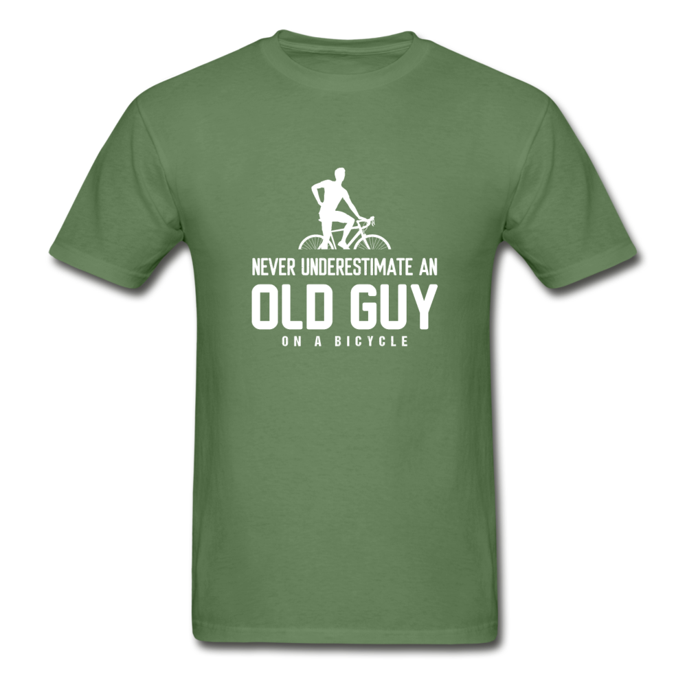 Gildan Ultra Cotton Adult Old Guy on a Bicycle T-Shirt - military green