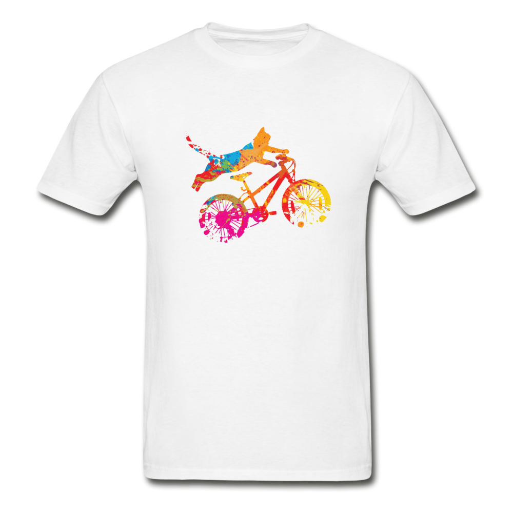 Gildan Ultra Cotton Adult Cycling Cat T-Shirt - white