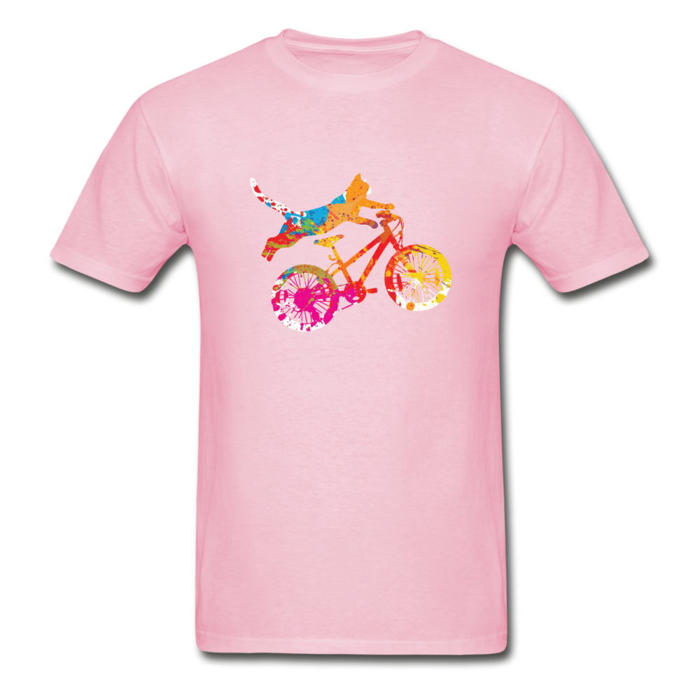 Gildan Ultra Cotton Adult Cycling Cat T-Shirt - light pink