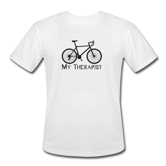 Men’s Moisture Wicking Performance Bicycle Therapist T-Shirt - white