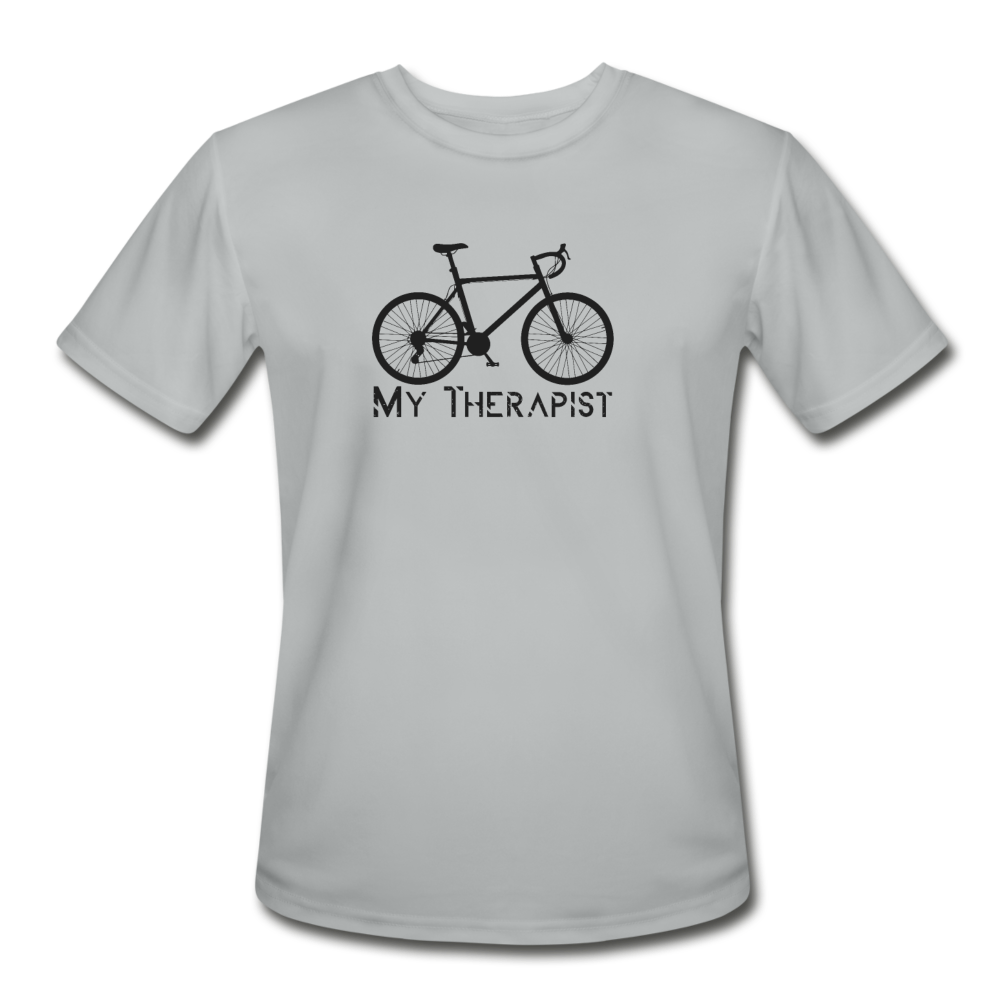 Men’s Moisture Wicking Performance Bicycle Therapist T-Shirt - silver