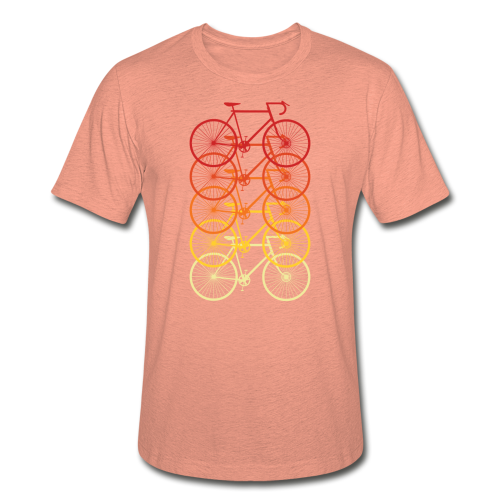 Unisex Heather Prism Stacked Bikes T-Shirt - heather prism sunset