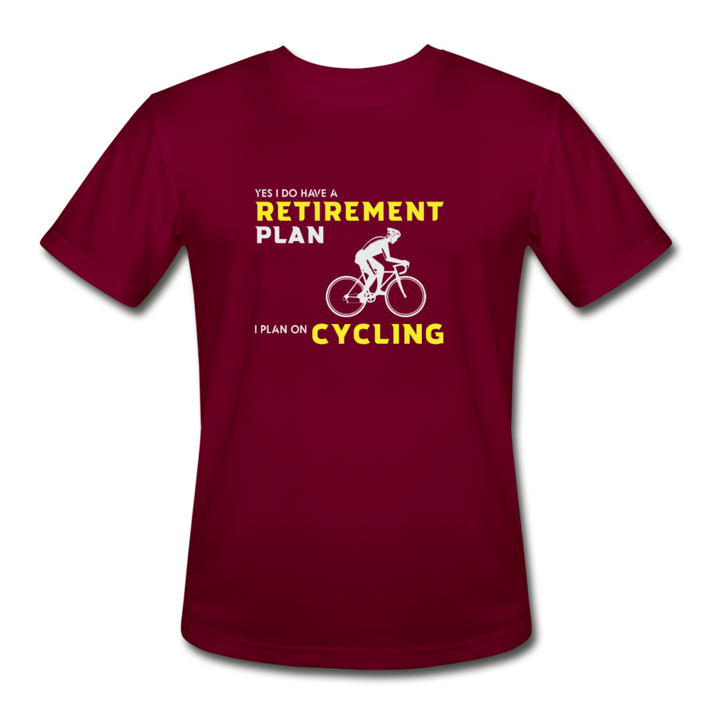Men’s Moisture Wicking Performance Retirement Cycling T-Shirt - burgundy