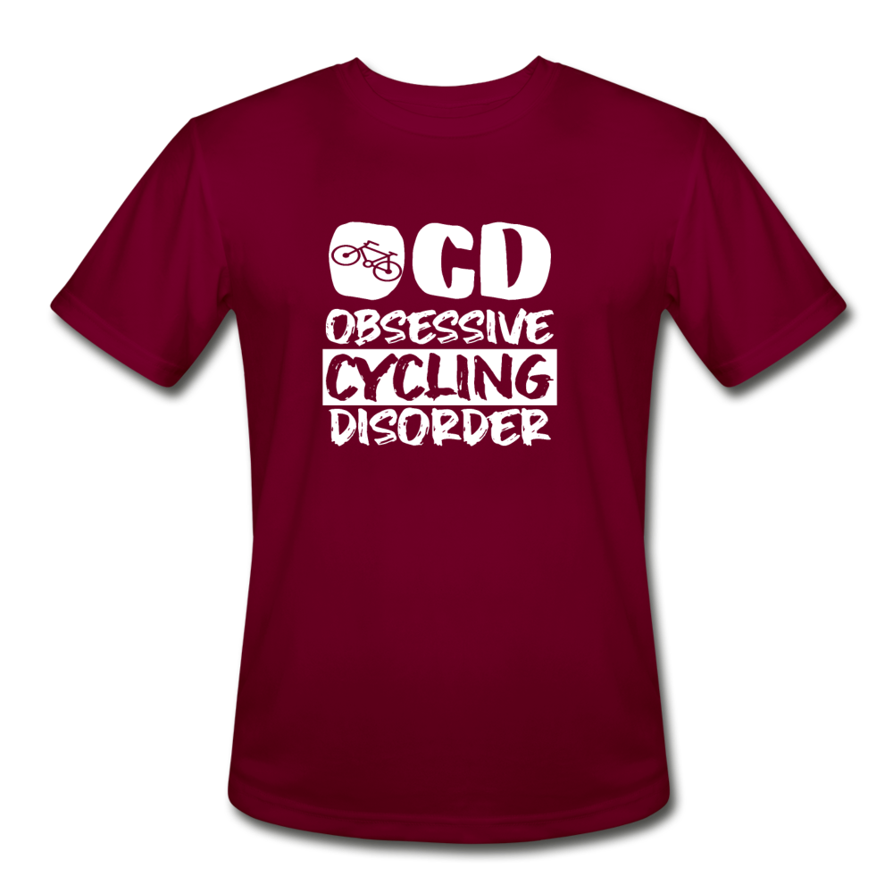 Men’s Moisture Wicking Performance OCD Cycling T-Shirt - burgundy