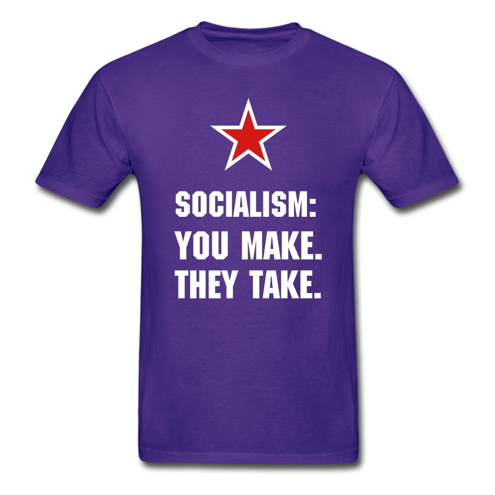 Hanes Adult Tagless Socialism T-Shirt - purple
