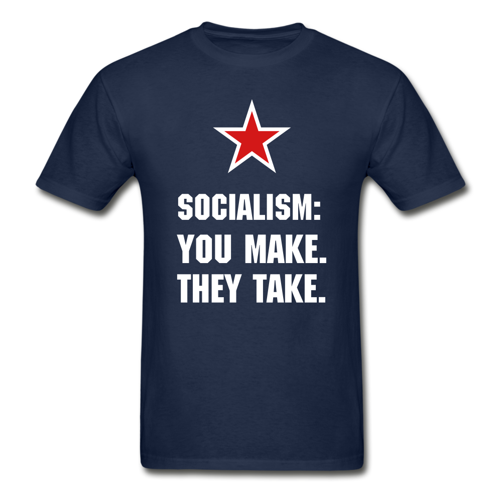 Hanes Adult Tagless Socialism T-Shirt - navy