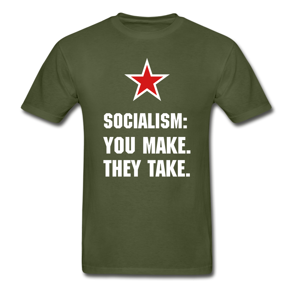 Hanes Adult Tagless Socialism T-Shirt - military green