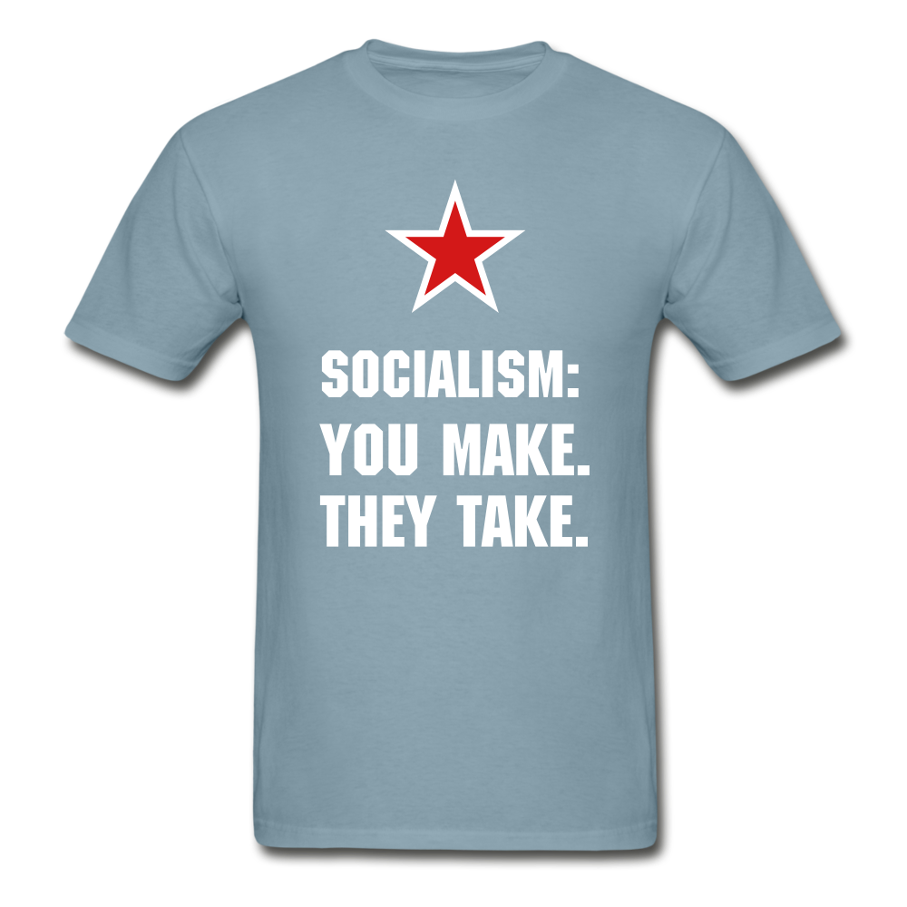 Hanes Adult Tagless Socialism T-Shirt - stonewash blue