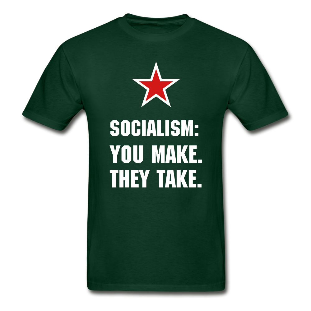 Hanes Adult Tagless Socialism T-Shirt - forest green