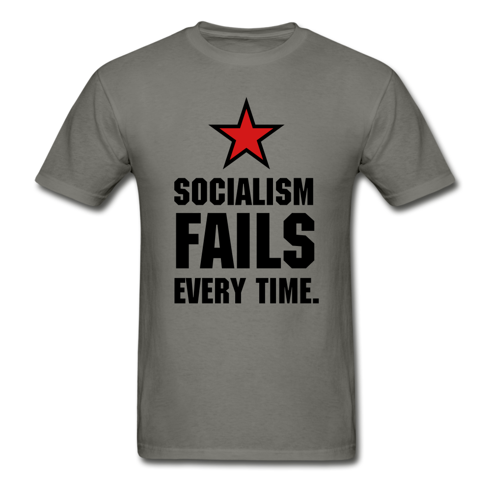 Gildan Ultra Cotton Adult Socialism Fails Every Time T-Shirt - charcoal