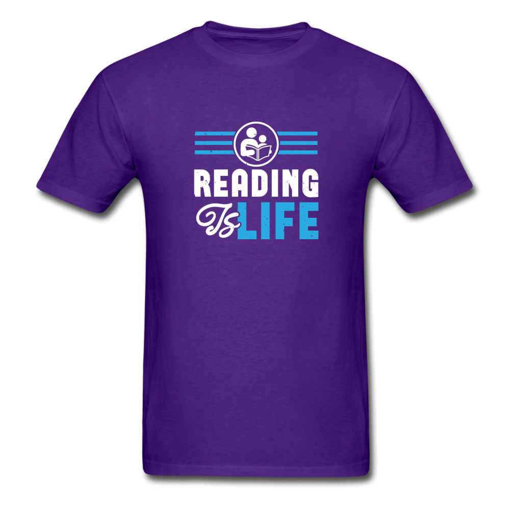 Gildan Ultra Cotton Adult Reading Is Life T-Shirt - purple