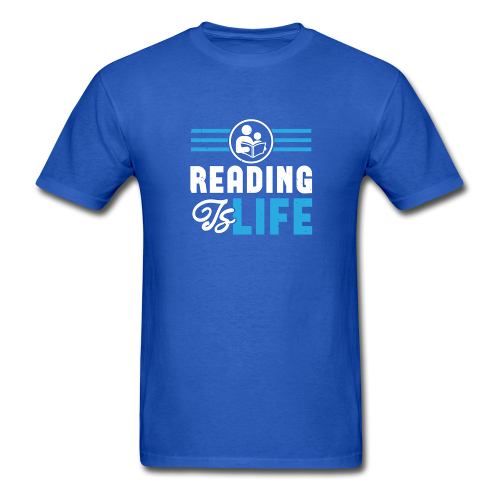 Gildan Ultra Cotton Adult Reading Is Life T-Shirt - royal blue