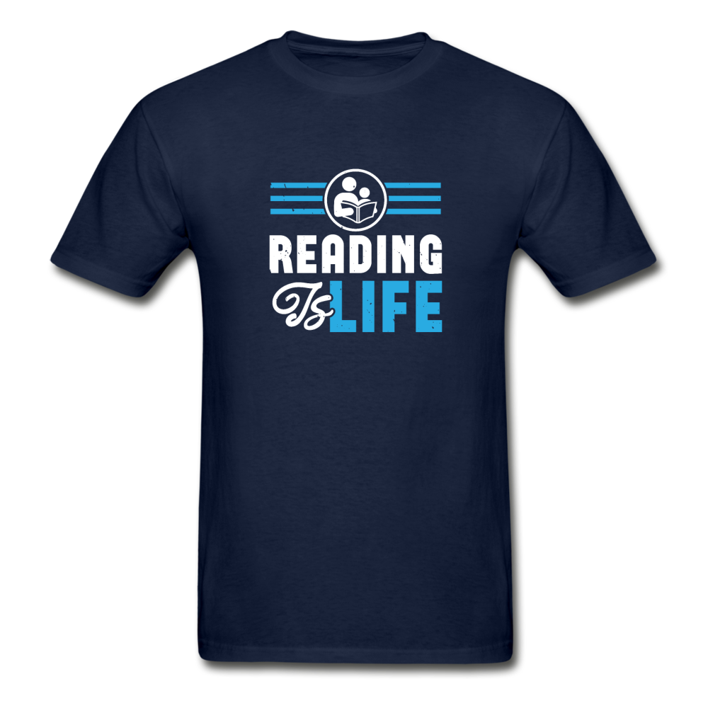 Gildan Ultra Cotton Adult Reading Is Life T-Shirt - navy