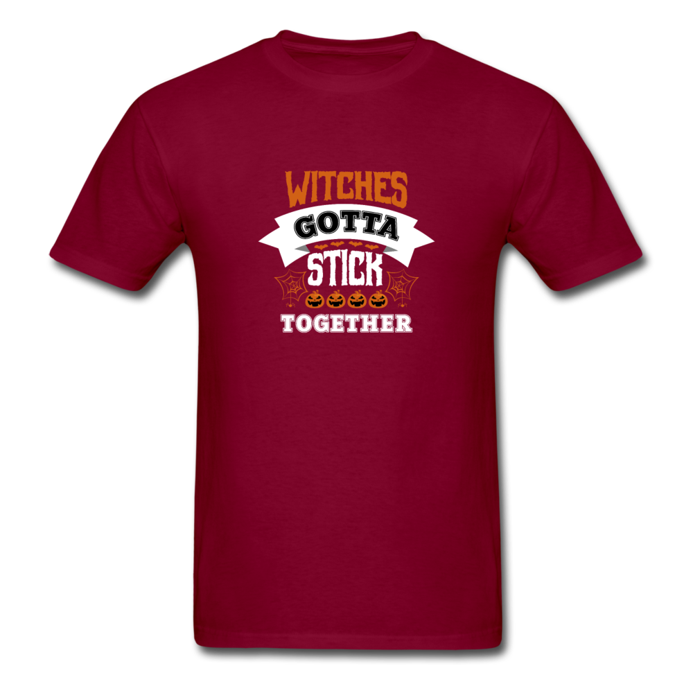 Unisex Classic Witches Gotta Stick Together T-Shirt - burgundy