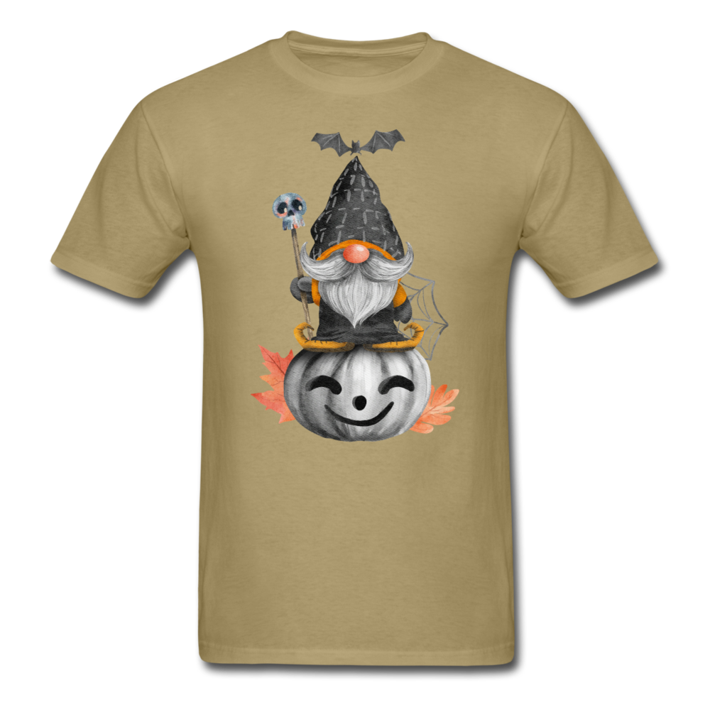 Unisex Classic Gnome on Jack-O-Lantern T-Shirt - khaki