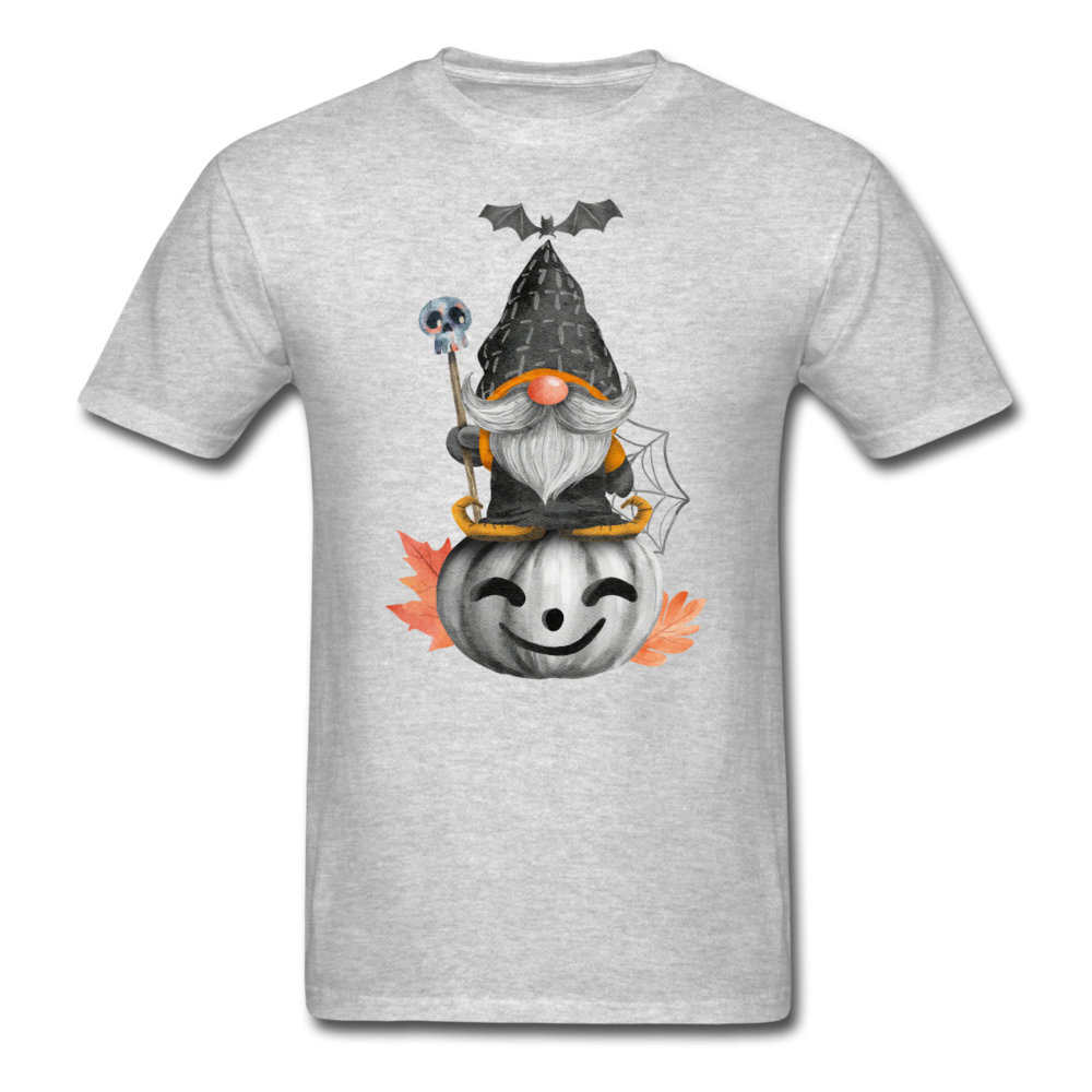 Unisex Classic Gnome on Jack-O-Lantern T-Shirt - heather gray