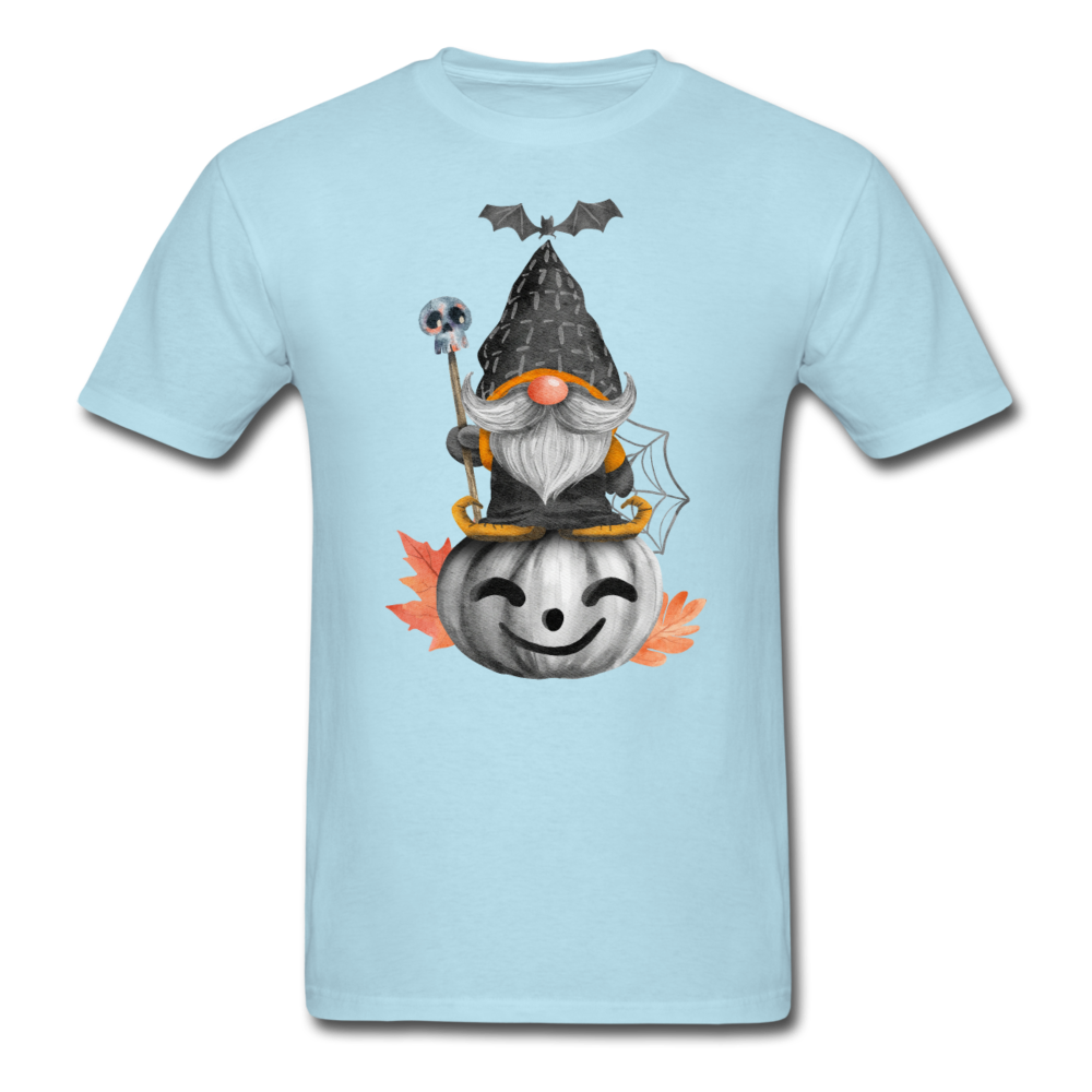 Unisex Classic Gnome on Jack-O-Lantern T-Shirt - powder blue