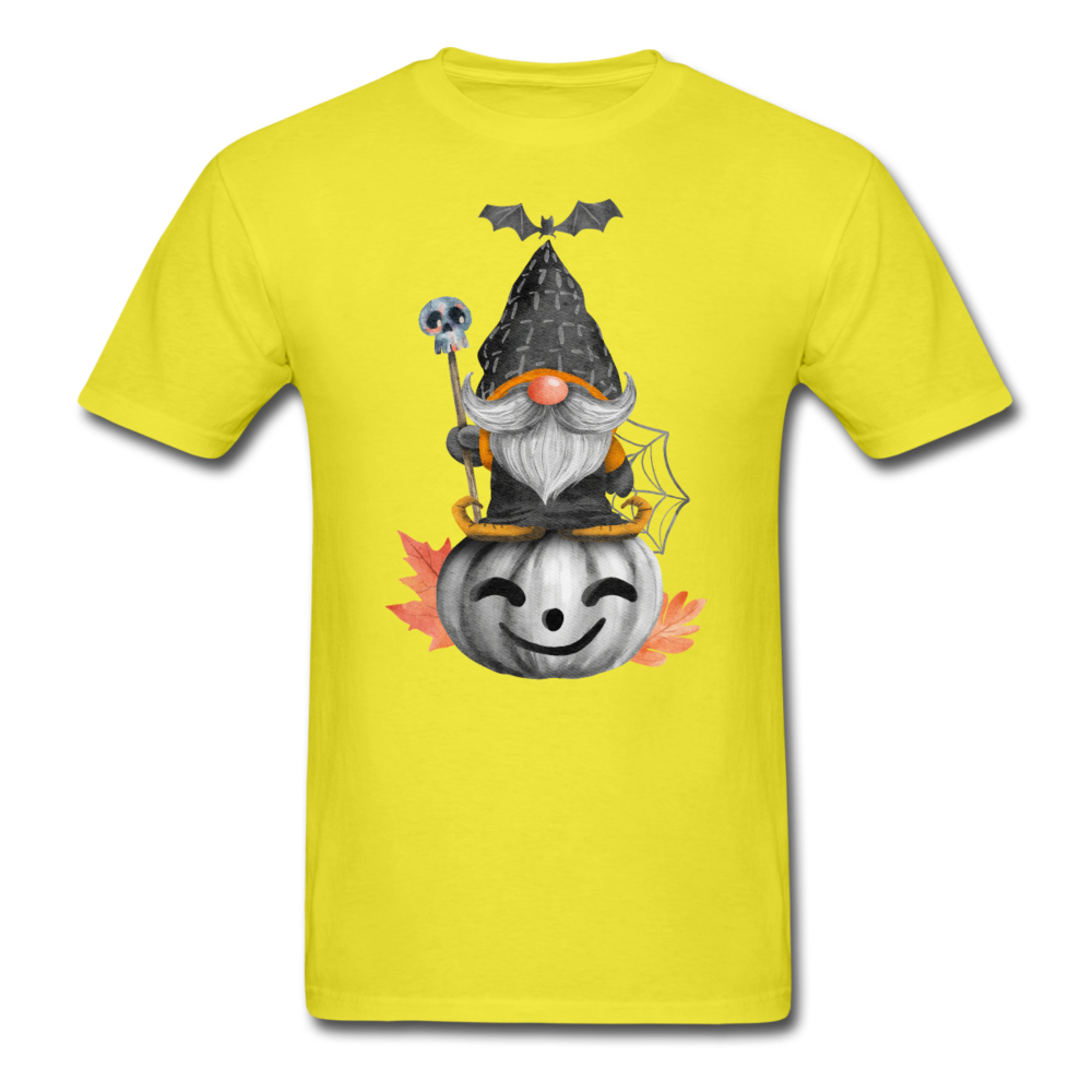 Unisex Classic Gnome on Jack-O-Lantern T-Shirt - yellow
