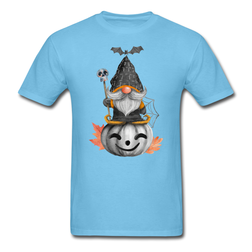 Unisex Classic Gnome on Jack-O-Lantern T-Shirt - aquatic blue