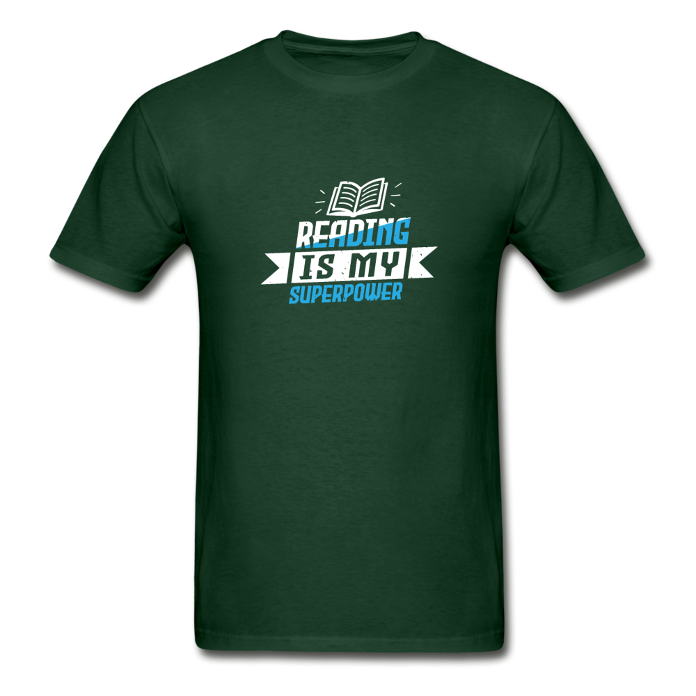 Gildan Ultra Cotton Adult Reading Is My Superpower T-Shirt - forest green