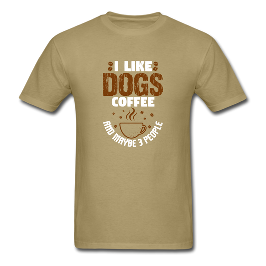 Unisex Classic Dogs Coffee 3 People T-Shirt - khaki