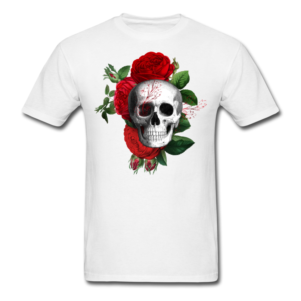 Unisex Classic Skull Roses T-Shirt - white